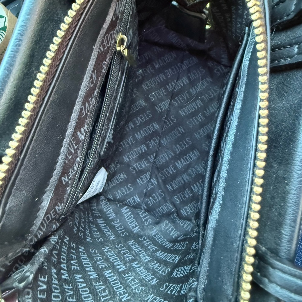 Chic Black Satchel with Floral Scarf Accent - Picture 5 of 5